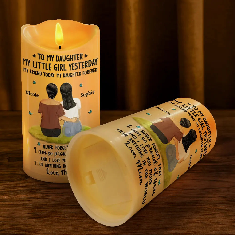 Gift For Mother,Gift For Daughter,Mom - Daughters (Adult),Happy - To My Daughter My Little Girl - Personalized Flameless LED Candle