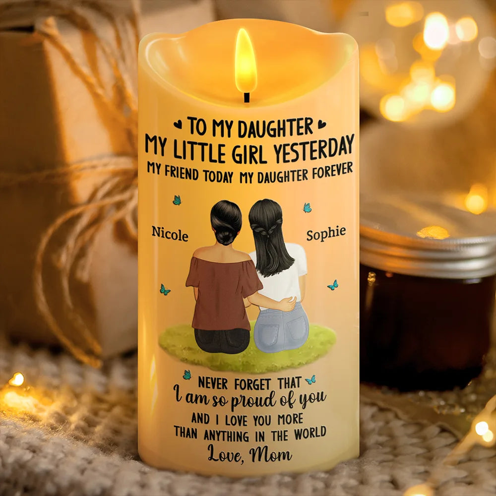 To My Daughter My Little Girl - Personalized Flameless LED Candle