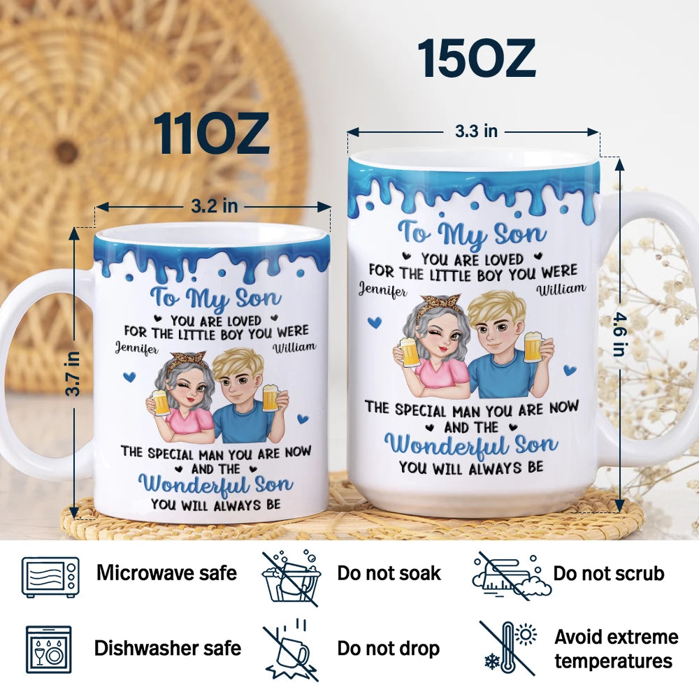 Mom - Daughters (Adult),Mom - Sons,Happy - To My Daughter To My Son You Will Always Be - Personalized White Edge-to-Edge Mug