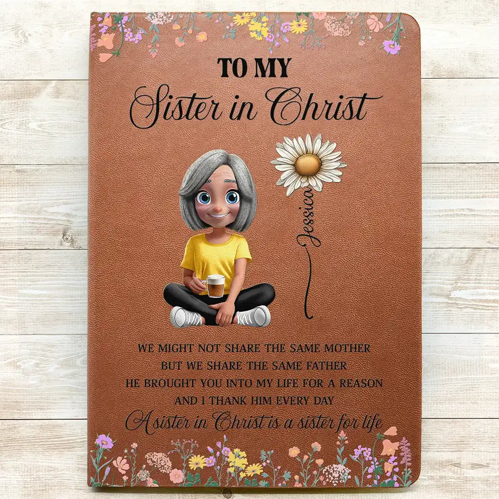 Christian,Gift For Sisters,Gift For Bestie - To My Sister In Christ - Personalized Leather Journal