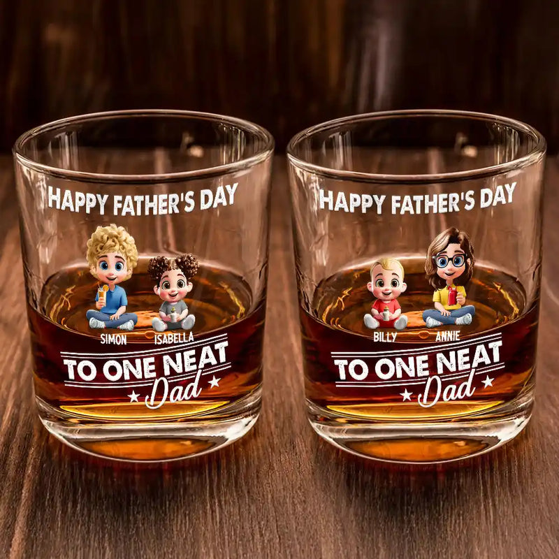 Gift For Father - To The Neat Dad - Personalized Whiskey Glass