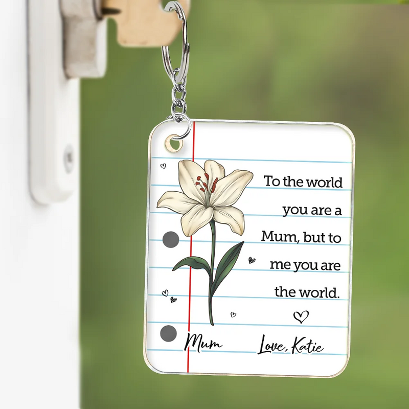 Gift For Mother,Gift For Grandma,Love - To The World You Are A Mum - Personalized Acrylic Keychain