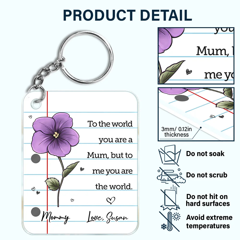 Gift For Mother,Gift For Grandma,Love - To The World You Are A Mum - Personalized Acrylic Keychain