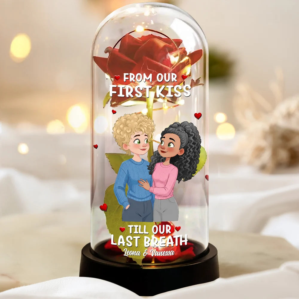 Gift For Couples,Gift For Wife,Gift For Girlfriend,LGBT,Love - Together And Forever Yours Hugging Couple - Personalized Everlasting Rose Dome Lamp