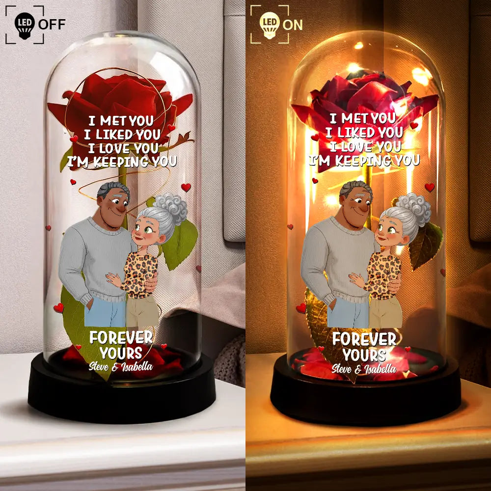 Gift For Couples,Gift For Wife,Gift For Girlfriend,LGBT,Love - Together And Forever Yours Hugging Couple - Personalized Everlasting Rose Dome Lamp