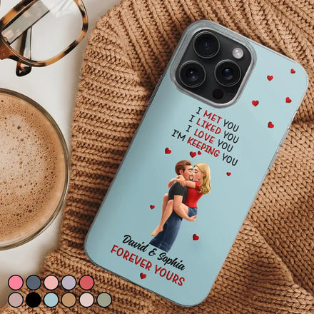 Together And Forever Yours Kissing Couple - Personalized Clear Phone Case