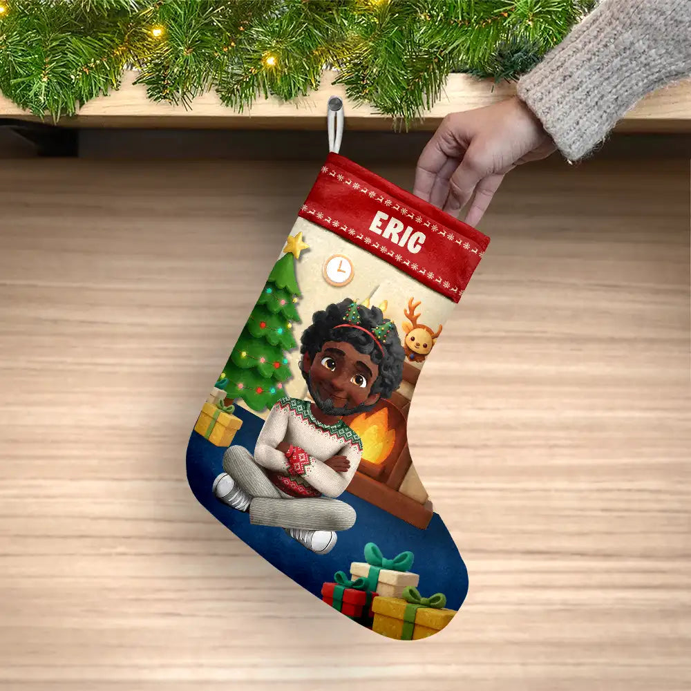 Christmas,Family,Gift For Kids,Parents - Together For Christmas 3D Effect Family Sitting - Personalized Christmas Stocking