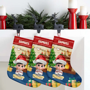 Christmas,Family,Gift For Kids,Parents - Together For Christmas 3D Effect Family Sitting - Personalized Christmas Stocking