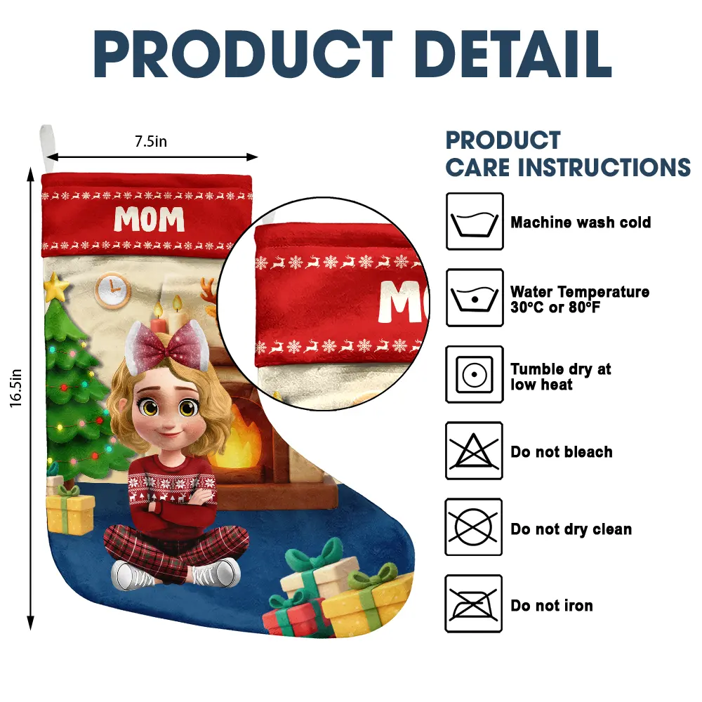Christmas,Family,Gift For Kids,Parents - Together For Christmas 3D Effect Family Sitting - Personalized Christmas Stocking