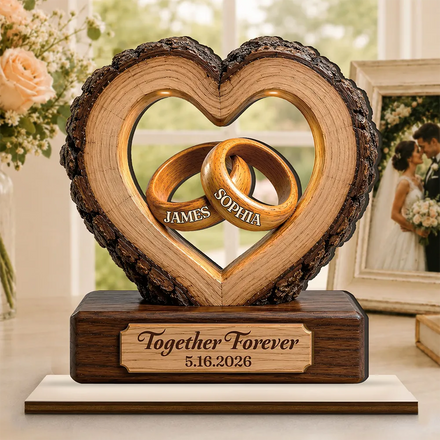 Together Forever Couple Anniversary - Personalized Custom Shaped Wooden Plaque