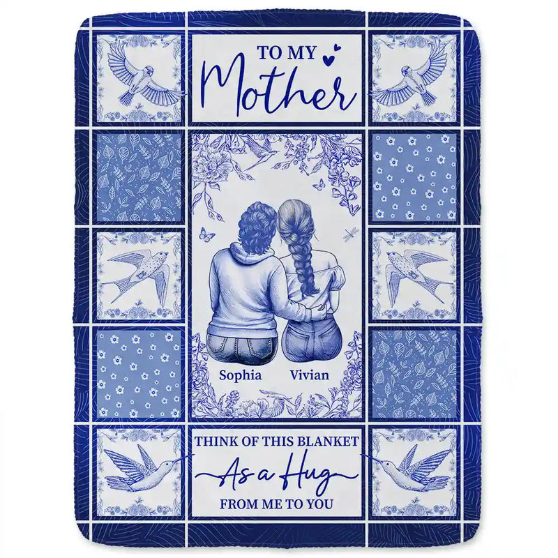 Gift For Yourself,Gift For Women,Gift For Aunt,Gift For Mother,Gift For Daughter,Gift For Sisters,Gift For Bestie,Love - Toile De Jouy A Hug From Me - Personalized Fleece Blanket, Sherpa Blanket