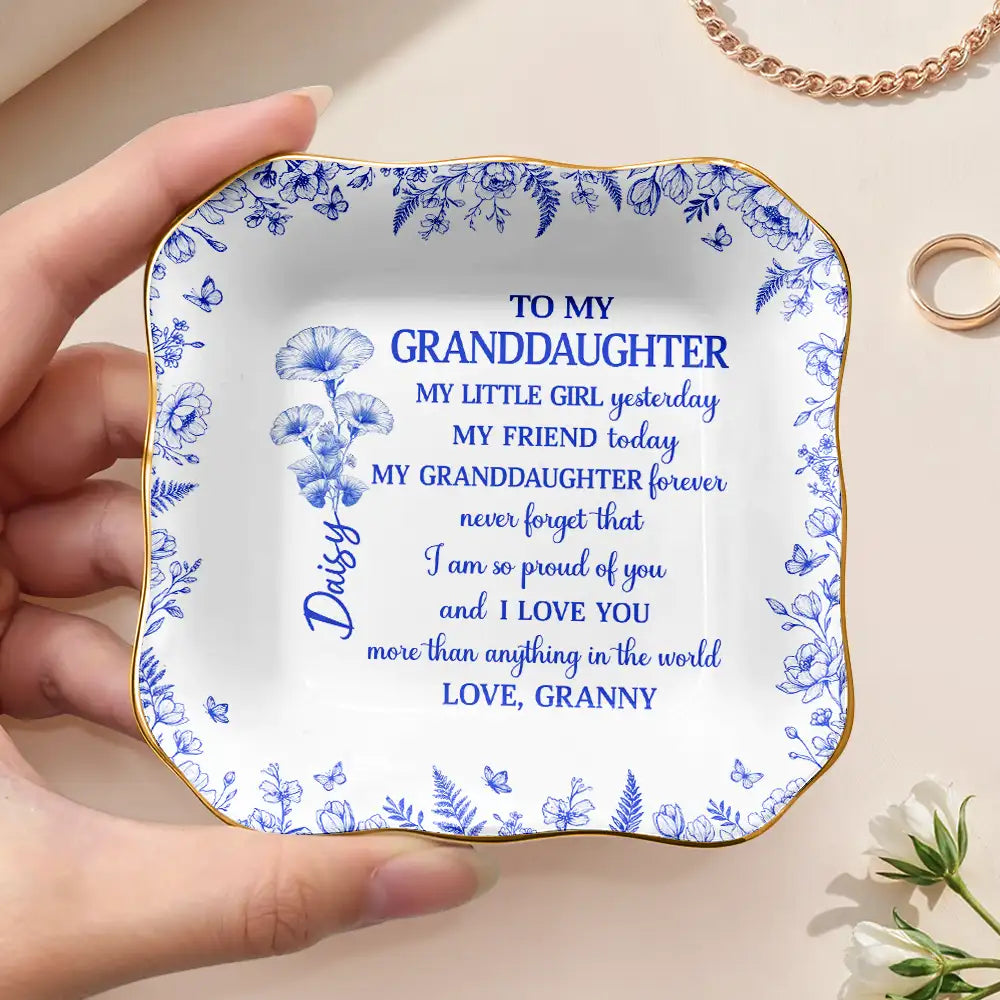 Icon,Gift For Daughter,Gift For Women,Happy,Gift For Grandkids - Toile Birth Flower My Daughter Forever - Personalized Ring Dish