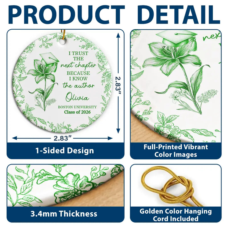 Gift For Children,Christmas,Proud,Graduation,Gift For Daughter,Icon - Toile Birth Month Flower Congrats Grad - Personalized Circle Ceramic Ornament