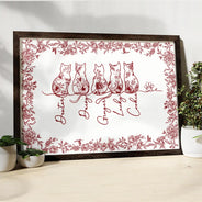 Cat Lovers,Cat Mom,Cat Dad,Pet Lovers,Pet Mom,Pet Dad,Happy - Toile De Jouy Adorable Cat Line - Personalized Poster