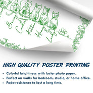 Cat Lovers,Cat Mom,Cat Dad,Pet Lovers,Pet Mom,Pet Dad,Happy - Toile De Jouy Adorable Cat Line - Personalized Poster