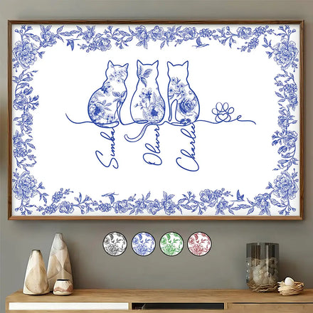 Toile De Jouy Adorable Cat Line - Personalized Poster