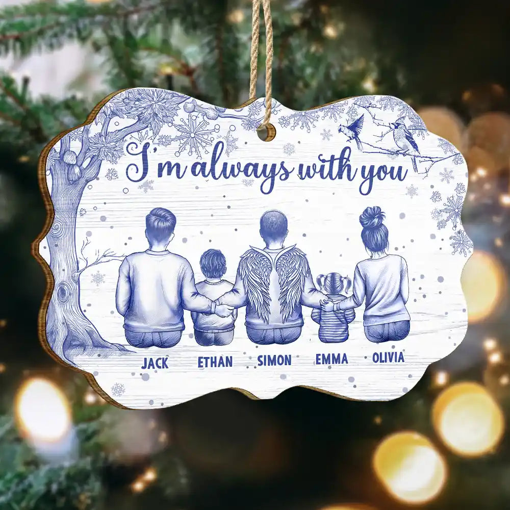 Toile De Jouy Angel Always With You - Personalized Custom Shaped Wooden Ornament