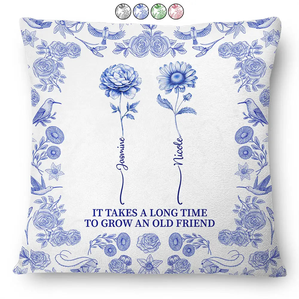 Toile De Jouy Birth Flower Grow An Old Friend - Personalized Pillow