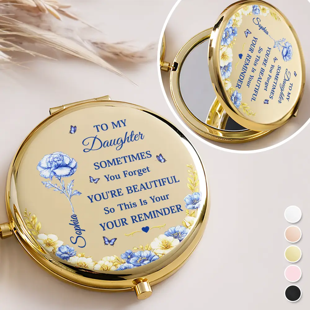 Toile De Jouy Birth Flower Sometimes You Forget You're Beautiful - Personalized Compact Mirror