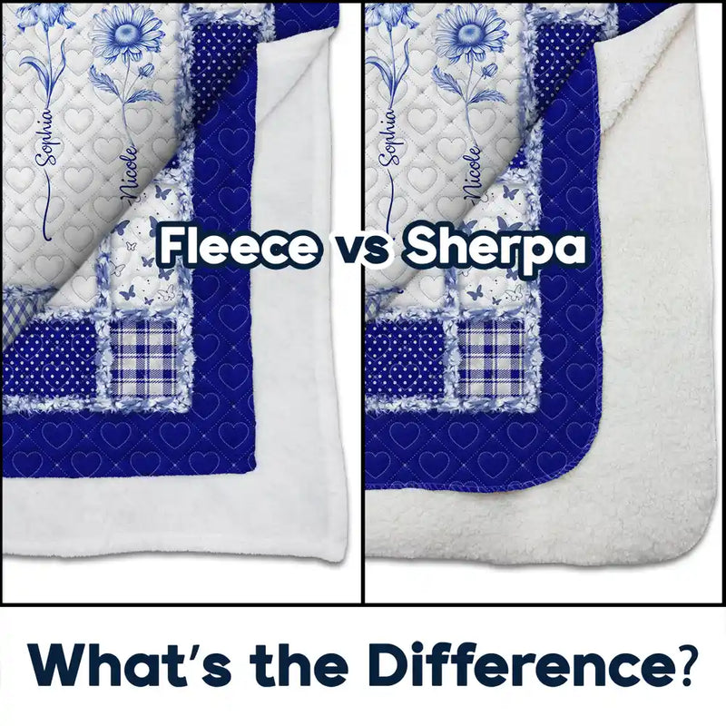 Gift For Women,Gift For Bestie,Old Best friends,Love - Toile De Jouy Birth Month Flower Grow An Old Friend - Personalized Fleece Blanket, Sherpa Blanket