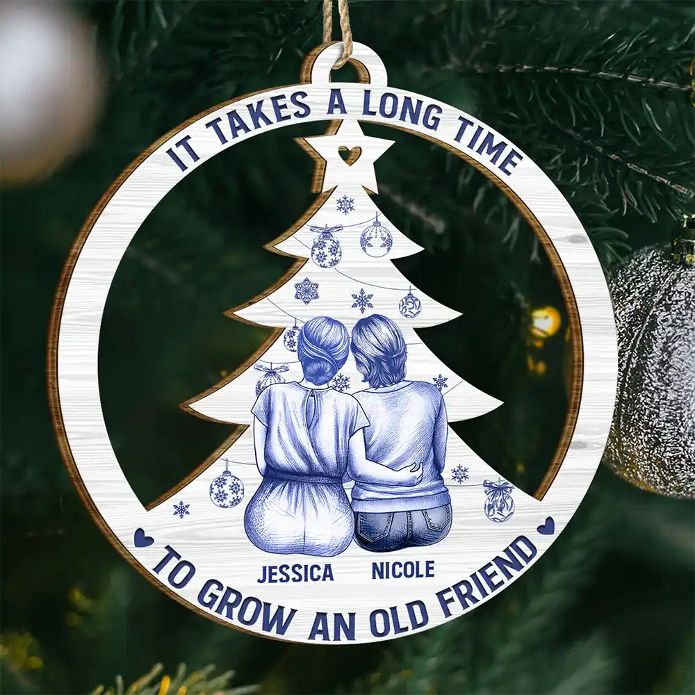 Toile De Jouy Christmas Grow An Old Friend - Personalized Custom Shaped Wooden Ornament