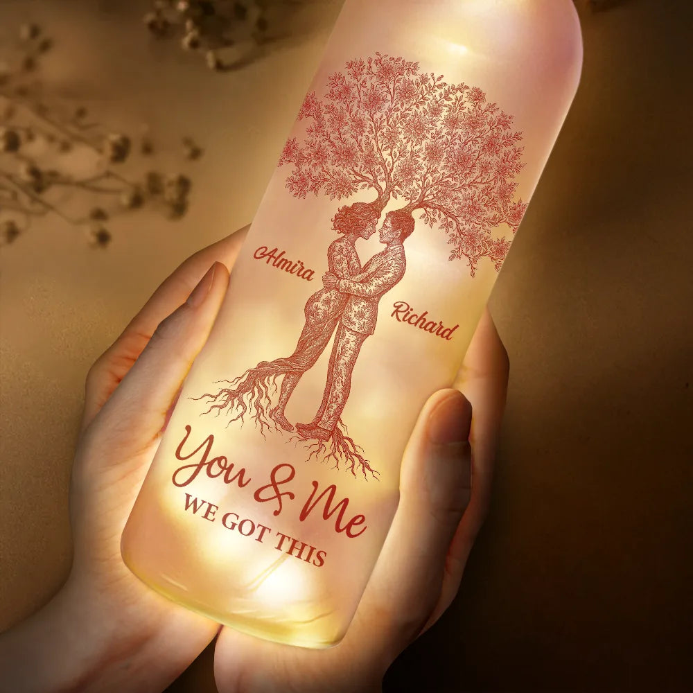 Old Couples,Gift For Husband,Gift For Wife,Gift For Boyfriend,Gift For Girlfriend,Love - Toile De Jouy Couple You And Me We Got This - Personalized Bottle Light
