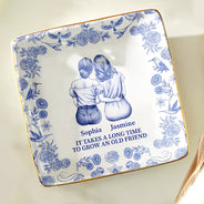 Gift For Women, Gift For Bestie, Old Best friends, Love - Toile De Jouy Grow An Old Friend - Personalized Ring Dish