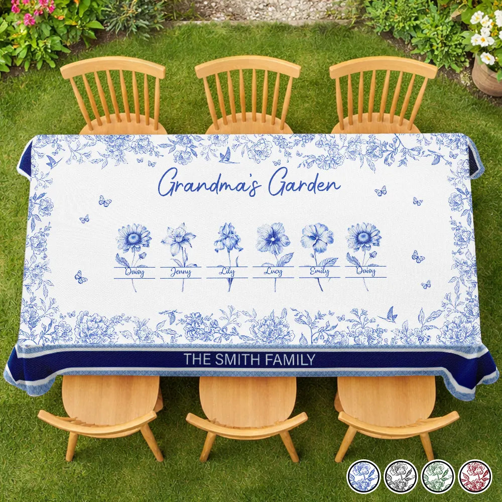 Toile Grandma Flower Garden - Personalized Tablecloth
