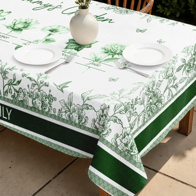 Family,Happy,Gift For Yourself,Gift For Mother,Gift For Grandma - Toile Grandma Flower Garden - Personalized Tablecloth