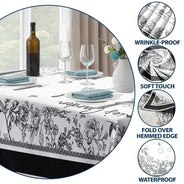 Family,Happy,Gift For Yourself,Gift For Mother,Gift For Grandma - Toile Grandma Flower Garden - Personalized Tablecloth