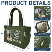 Happy,Gift For Wife,Gift For Girlfriend,Gift For Yourself,Gift For Women,Gift For Aunt,Gift For Mother,Gift For Grandma,Gift For Daughter,Gift For Sisters,Gift For Bestie,Cruising,Travel - Travel All My Cruise Crap - Personalized Corduroy Tote Bag