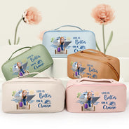 Gift For Yourself,Gift For Women,Cruising,Happy - Travel All My Cruise Crap - Personalized Leather Makeup Bag