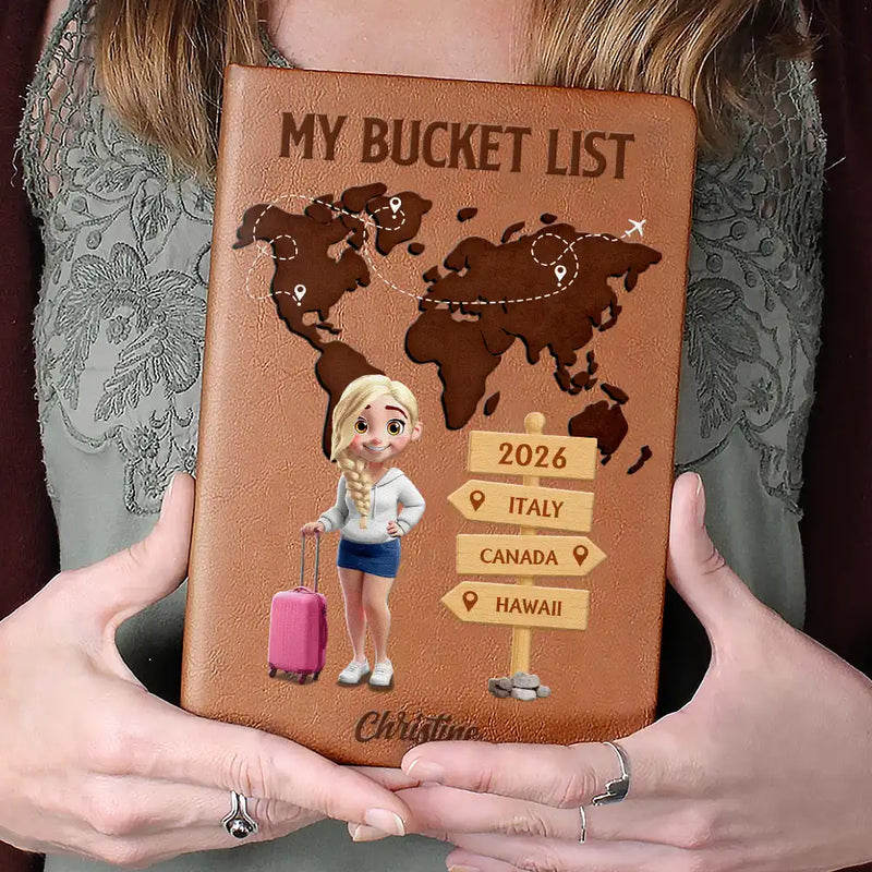 Travel, Gift For Couples, Old Couples, Gift For Yourself - Travel Bucket List For Couples And Travel Lovers - Personalized Leather Journal