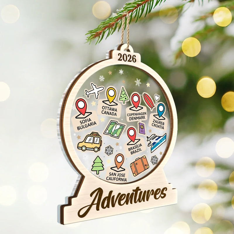 Travel Goal, Destination Of The Year - Personalized 2-Layered Mix Ornament