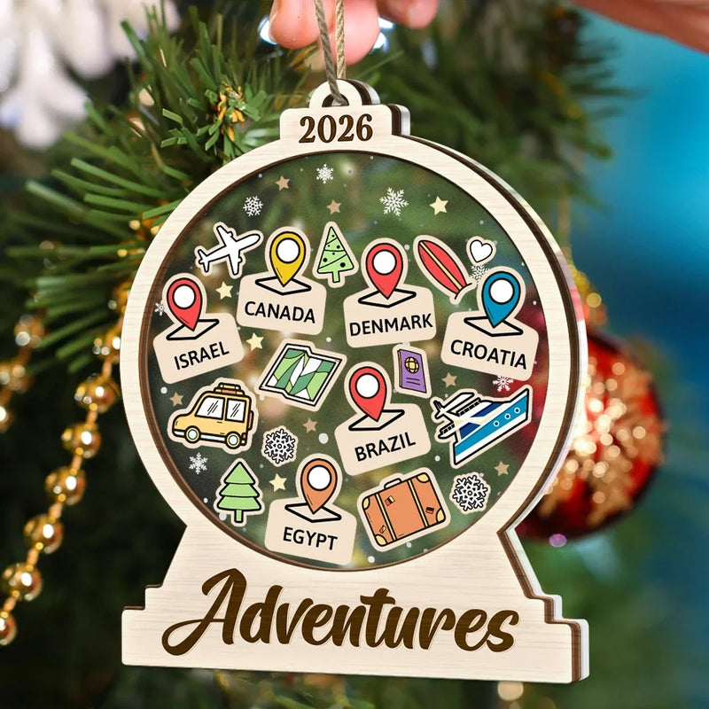 Travel Goal, Destination Of The Year - Personalized 2-Layered Mix Ornament