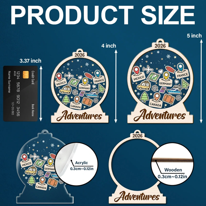 Travel Goal, Destination Of The Year - Personalized 2-Layered Mix Ornament