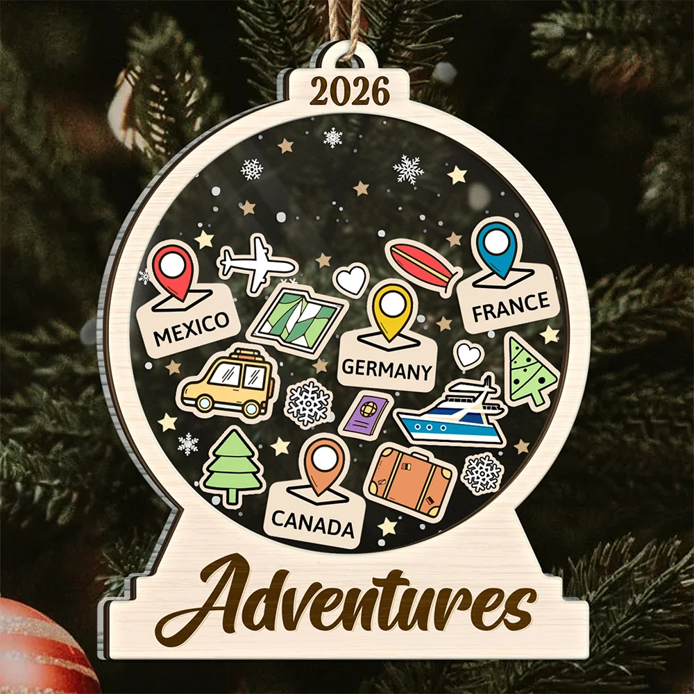 Travel Goal, Destination Of The Year - Personalized 2-Layered Mix Ornament