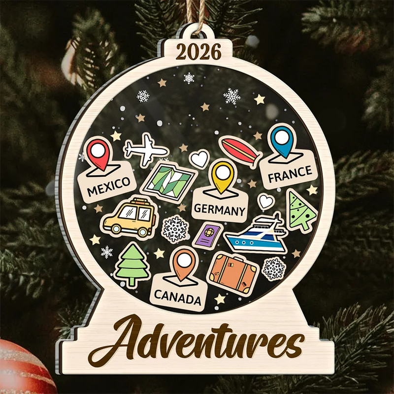 Travel Goal, Destination Of The Year - Personalized 2-Layered Mix Ornament