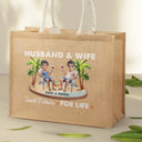 Gift For Couples,Gift For Husband,Gift For Wife,Gift For Boyfriend,Gift For Girlfriend,Happy - Travel Partners For Life - Personalized Jute Beach Bag