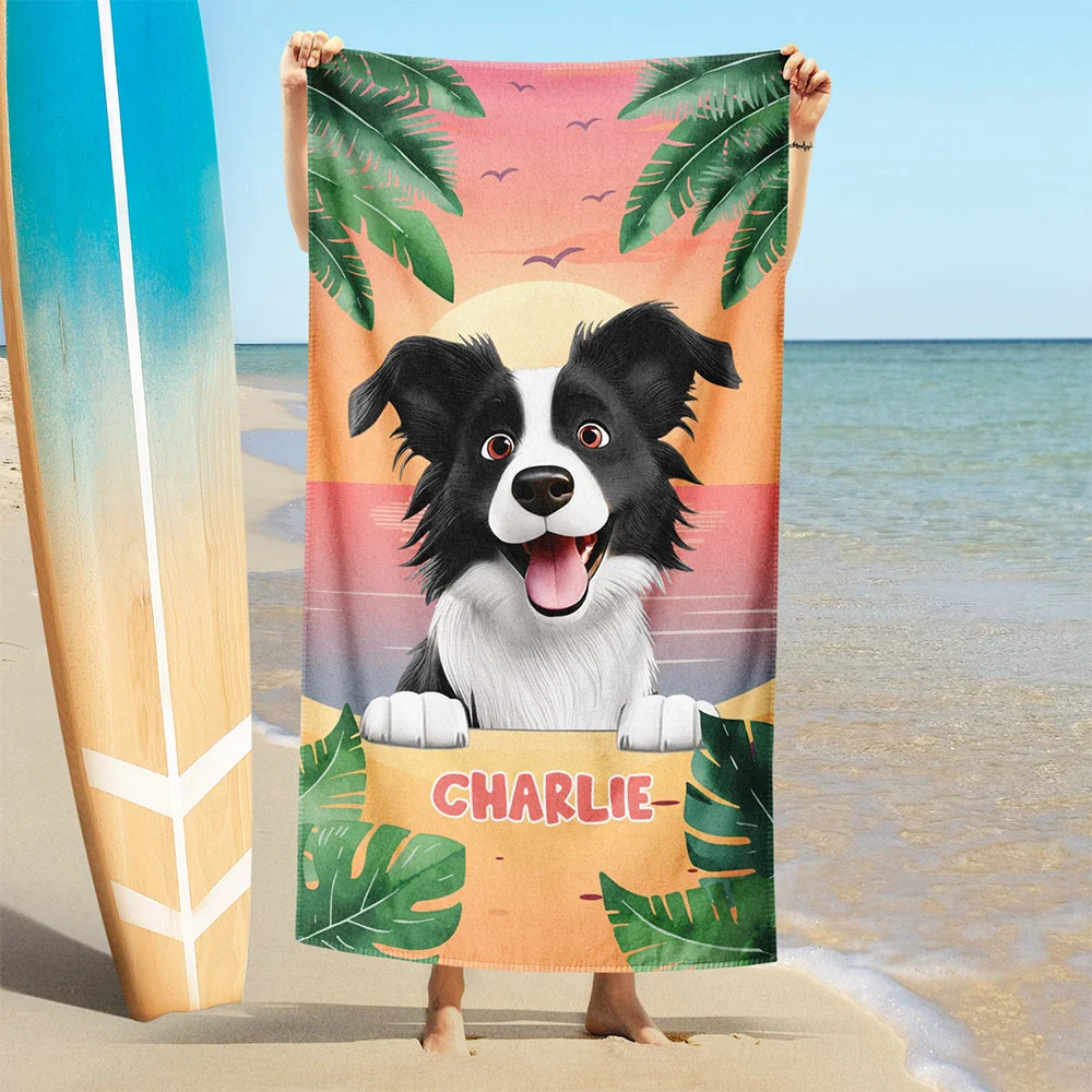 Tropical Dogs Make Life Better - Personalized Beach Towel