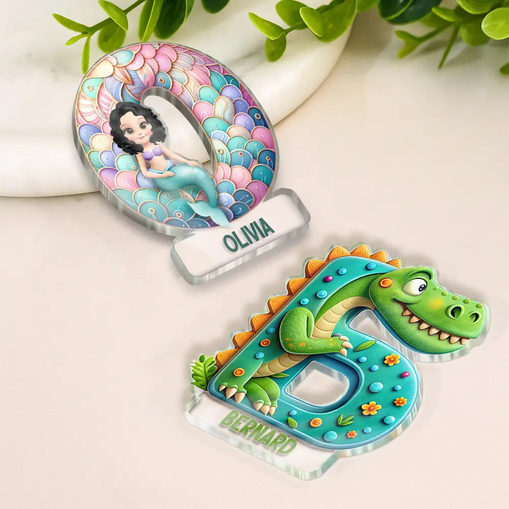 Adorable, Back To School, Gift For Kids, Icon - Truck Car Dinosaur Mermaid Alphabet - Personalized Acrylic Magnet