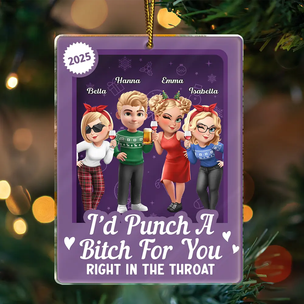 Gift For Bestie,Gift For Sisters,Happy,Christmas - Turban Besties Right In The Throat Toy Box - Personalized Custom Shaped Acrylic Ornament