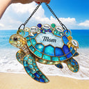 Grandma - Grandkids,Gift For Grandma,Gift For Mother,Happy,Top Market - Turtle Stained Glass Mom Grandma - Personalized Window Hanging Suncatcher Ornament