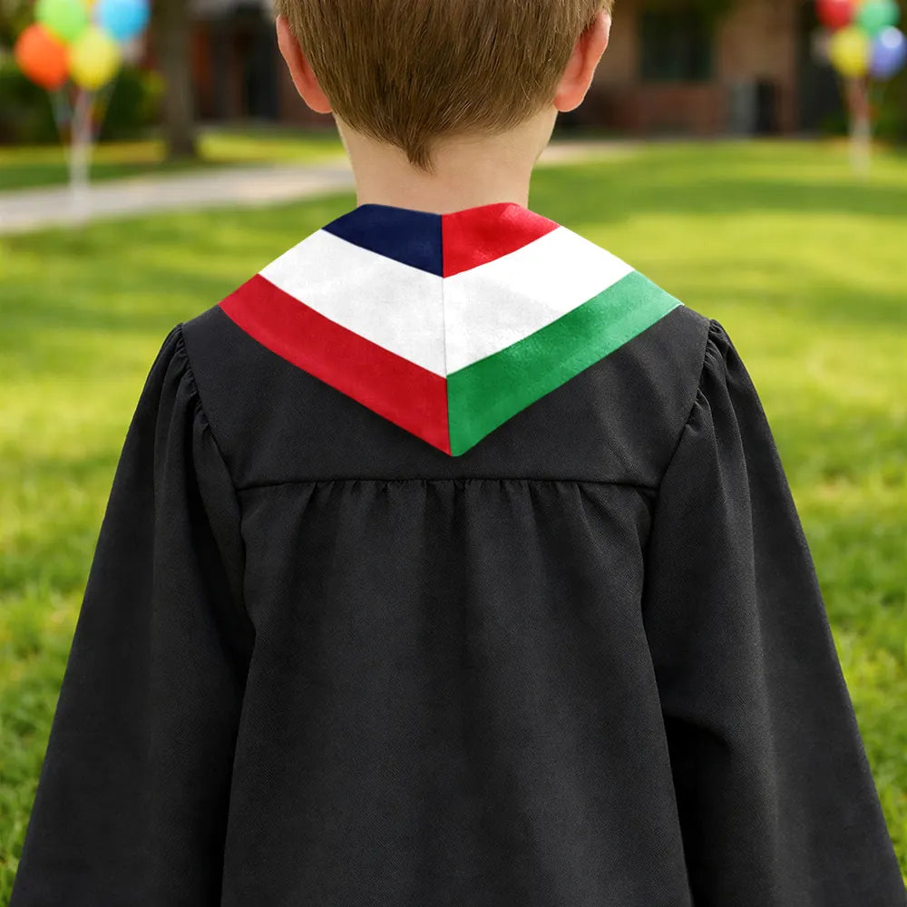 Graduation,Happy,Gift For Kids,Gift For Grandkids,Icon,Proud - Two Country Flags - Personalized Kid Graduation Stole