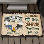Camping Partners For Life Husband Wife Camping Couple - Personalized Custom Doormat