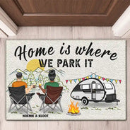 Home Is Where We Park It - Gift For Camping Lovers - Personalized Custom Doormat