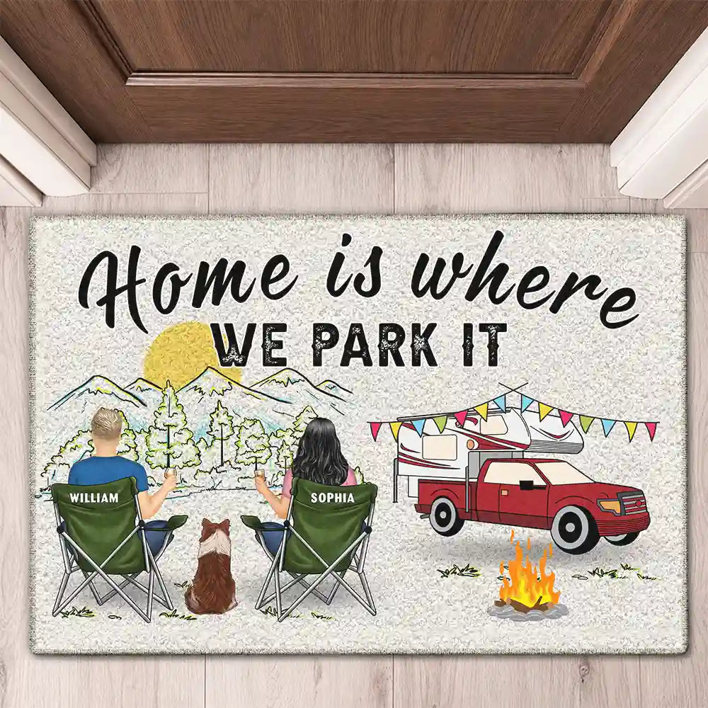 Home Is Where We Park It You And Me And The Dogs - Gift For Camping Lovers - Personalized Doormat