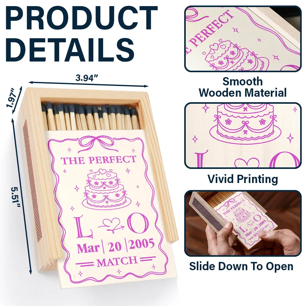 Gift For Couples, Engaged, Married, Love - The Perfect Match Engaged Married - Personalized Wooden Matchbox