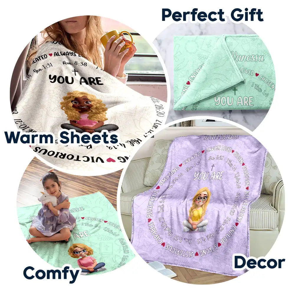 Christmas,Christian,Gift For Yourself - Christian Affirmation Bible Verse - Personalized Fleece Blanket, Sherpa Blanket