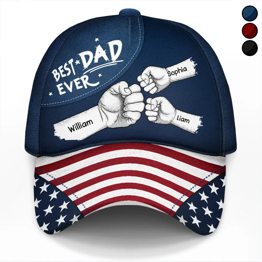 US Flag Fist Bump Best Dad Ever - Personalized Classic Cap